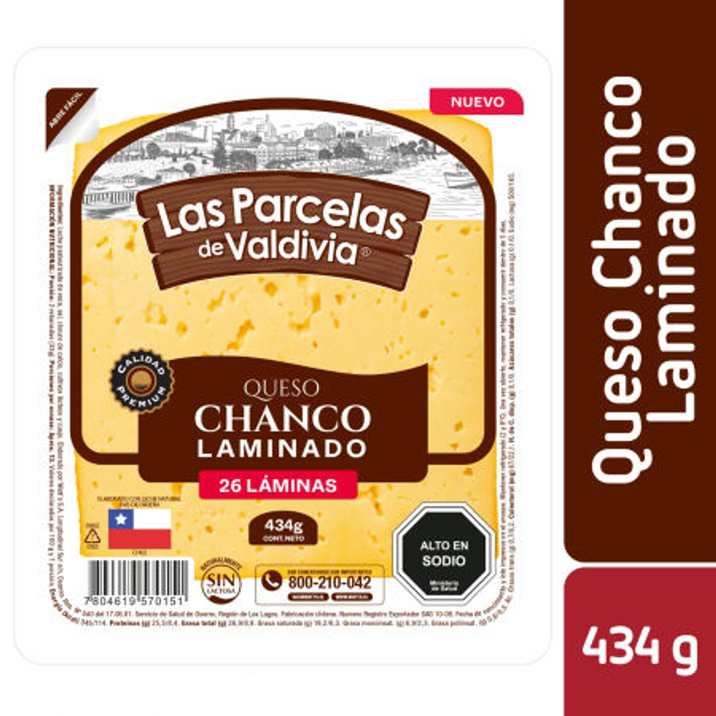 QUESO CHANCO LAMINADO  434G (26 LAMINAS) - LAS PARCELAS DE VALDIVIA  1