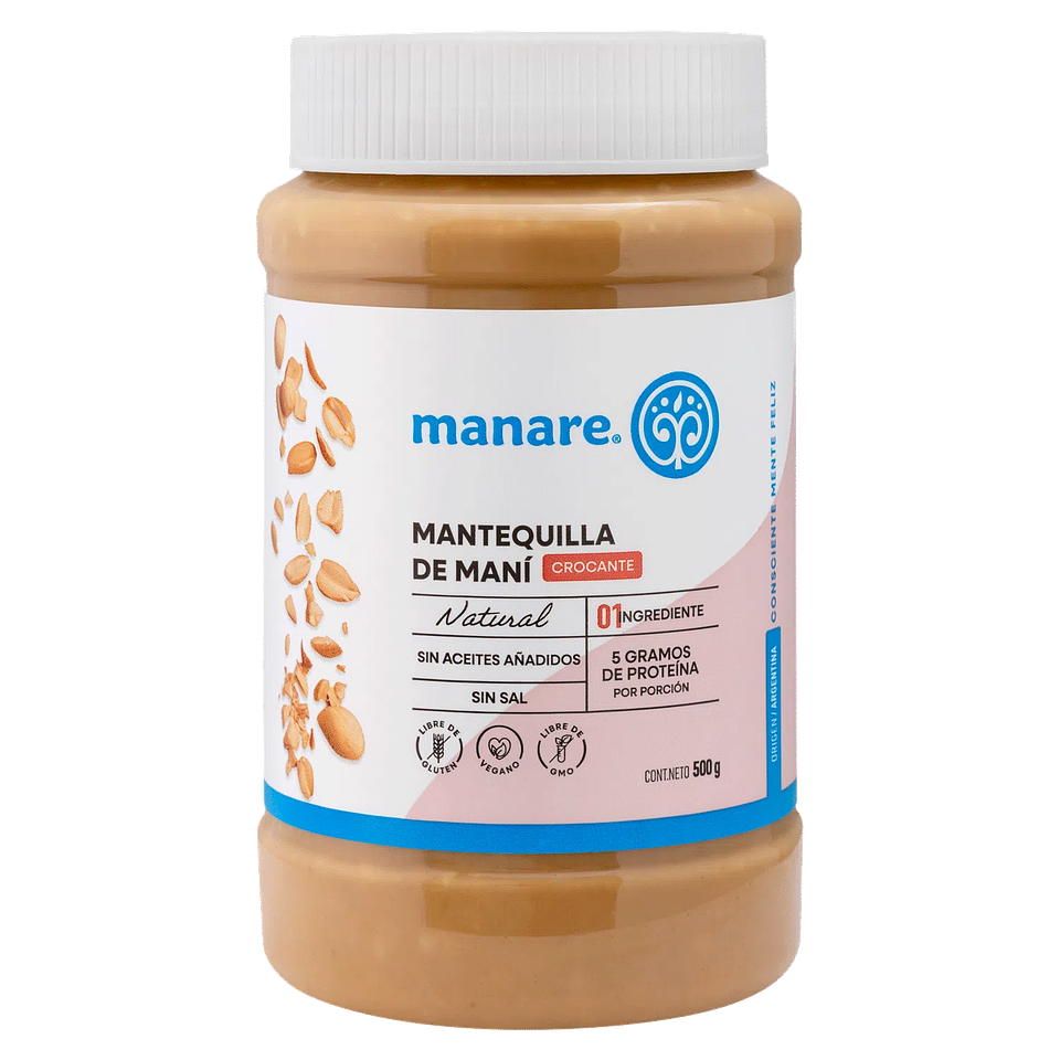 Mantequilla de mani  crocante 500g Marca Manare 1