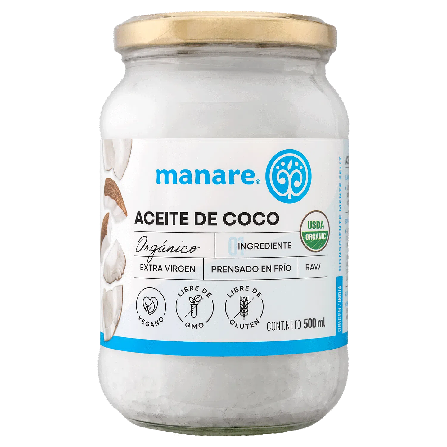 Aceite de coco organico 500 ml Marca Manare 1