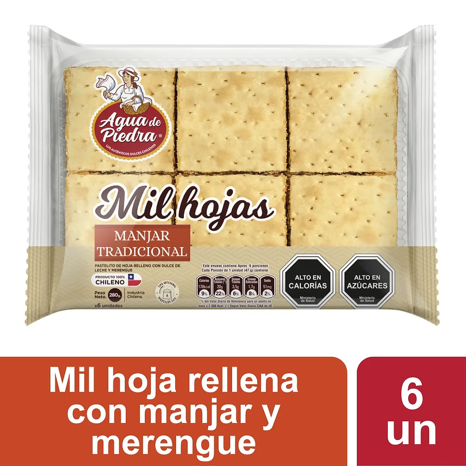 Mil Hojas Manjar 6un 280g - Agua de Piedra  1