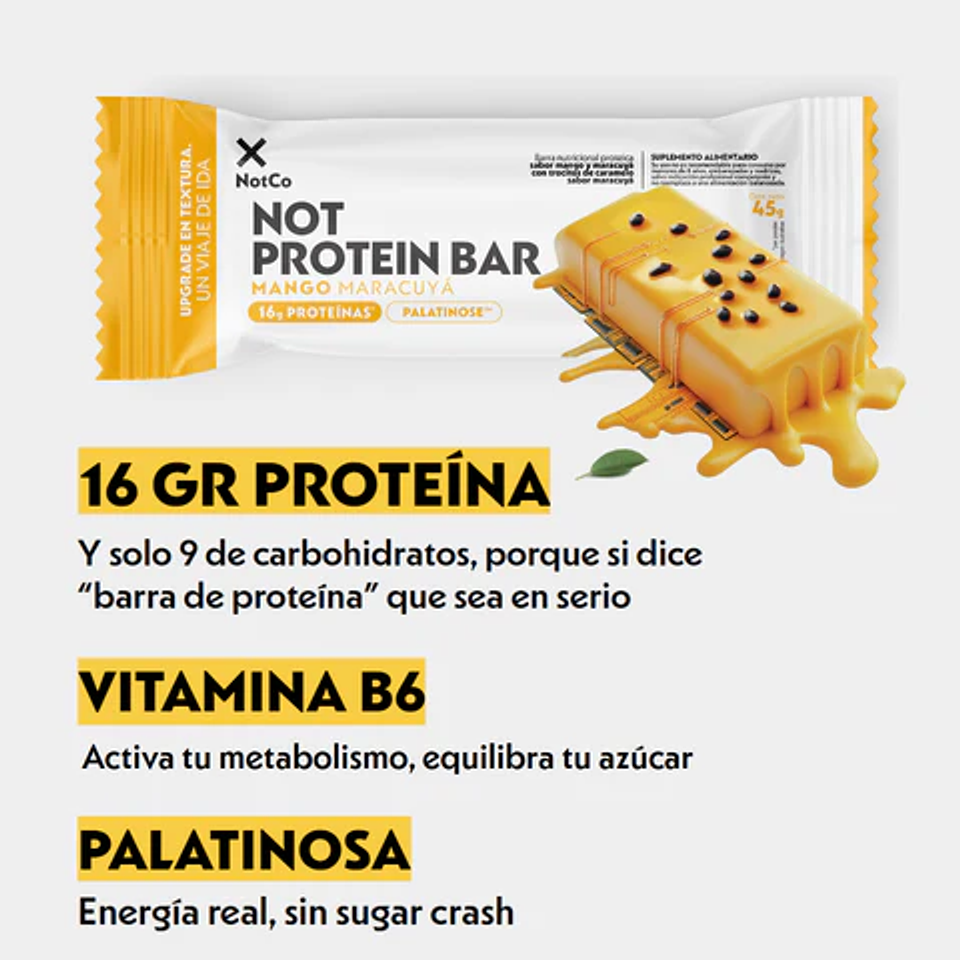 NOT SNACKS PROTEIN MANGO MARACUYA 5Un (45g) 2