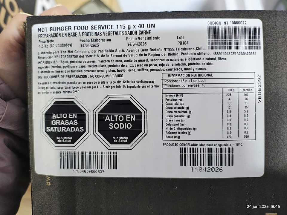 Not Burger 115g Food Service (RECETA ORIGINAL) Caja 40 unidades 2