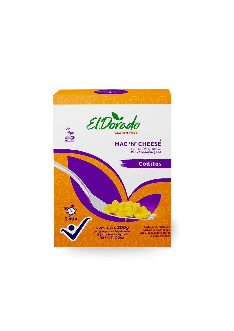 PASTA MAC AND CHEESE VEGANO 200 GRAMOS EL DORADO 1