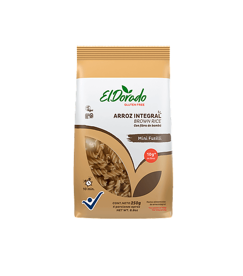 PASTA DE ARROZ INTEGRAL MINI FUSILLI 250 gr EL DORADO