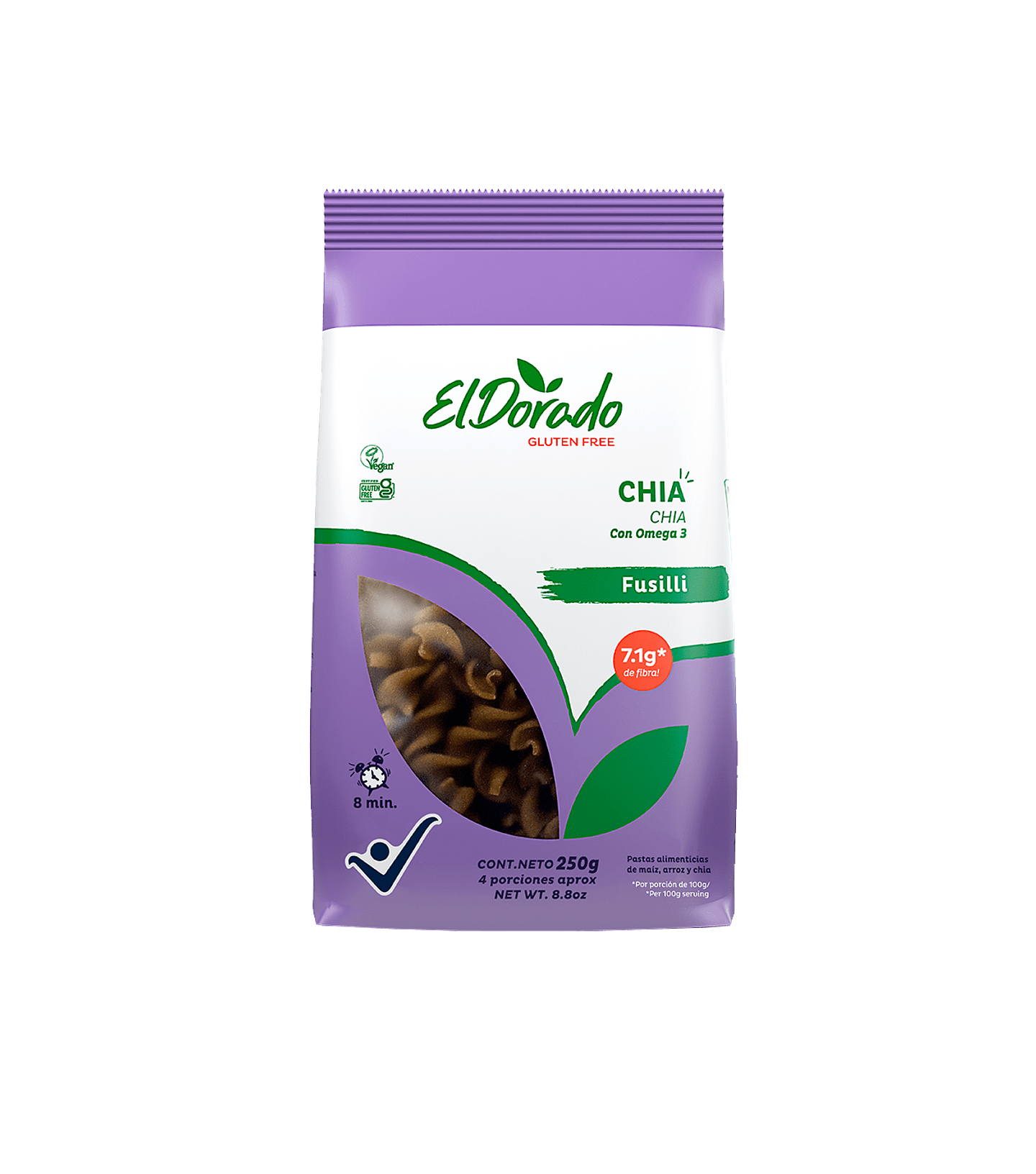 PASTA CHIA FUSILLI SIN GLUTEN 250 gr EL DORADO 1