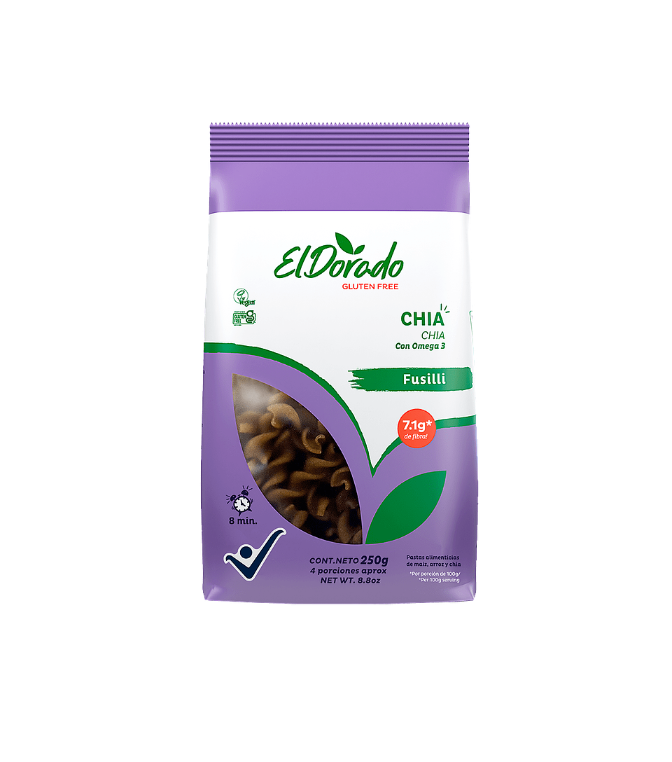 PASTA CHIA FUSILLI SIN GLUTEN 250 gr EL DORADO 1
