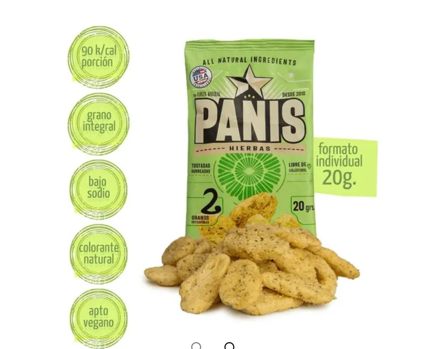 PANIS SABOR HIERBAS 20 GR SNACK SALUDABLE FUERZA NATURAL 1
