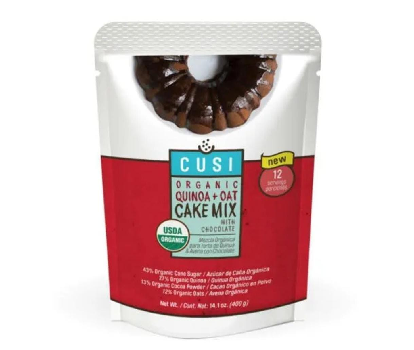 PREMEZCLA ORGANICA SIN GLUTEN PARA TORTA DE QUINOA AVENA CON CHOCOLATE 400 gr  CUSI 1