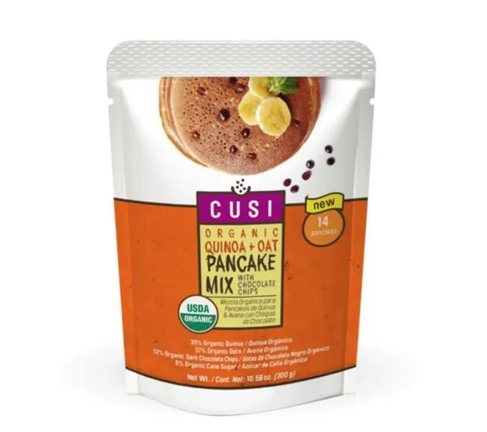 PREMEZCLA ORGANICA SIN GLUTEN PARA PANQUEQUES DE QUINOA AVENA CON CHIPS CHOCOLATE 300G CUSI 1