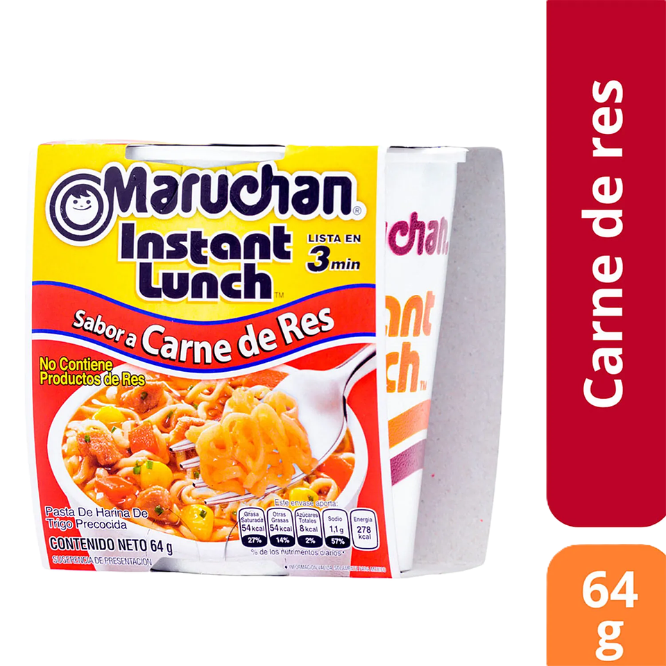 Sopa Instantánea Maruchan Carnes de Res Pote 64 g 1