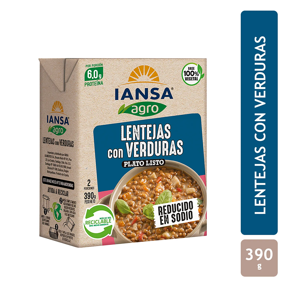 Lentejas con Verduras Plato Listo Iansa Agro 390 g 1