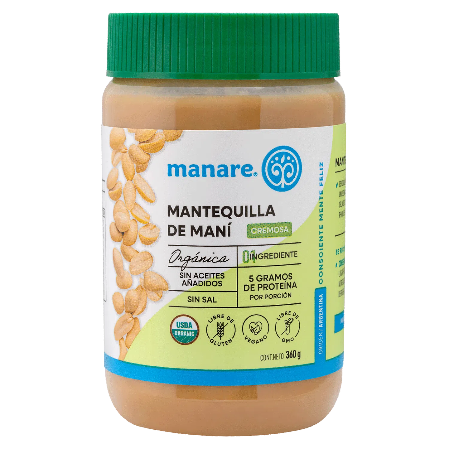 Mantequilla de Maní Orgánica 360g - MANARE 1