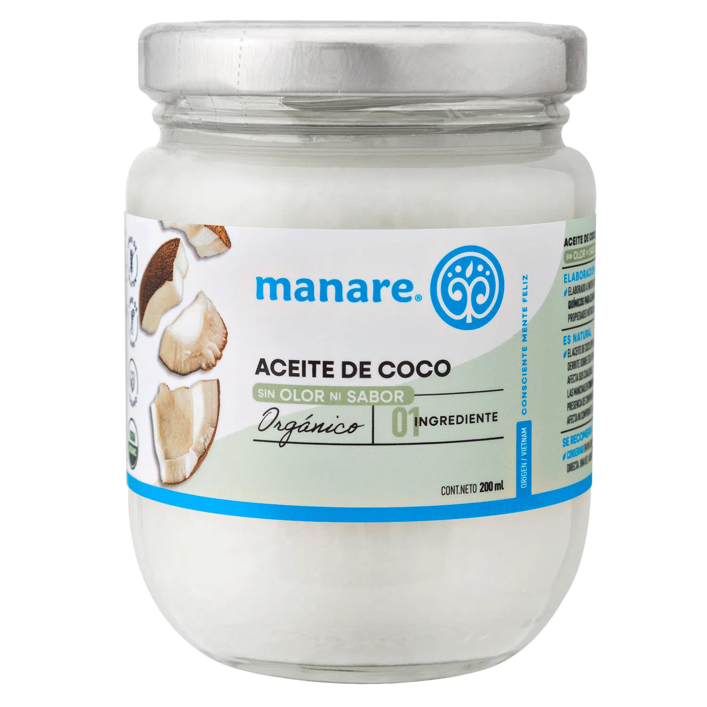 Aceite de Coco Sin Olor 200ml Orgánico 1