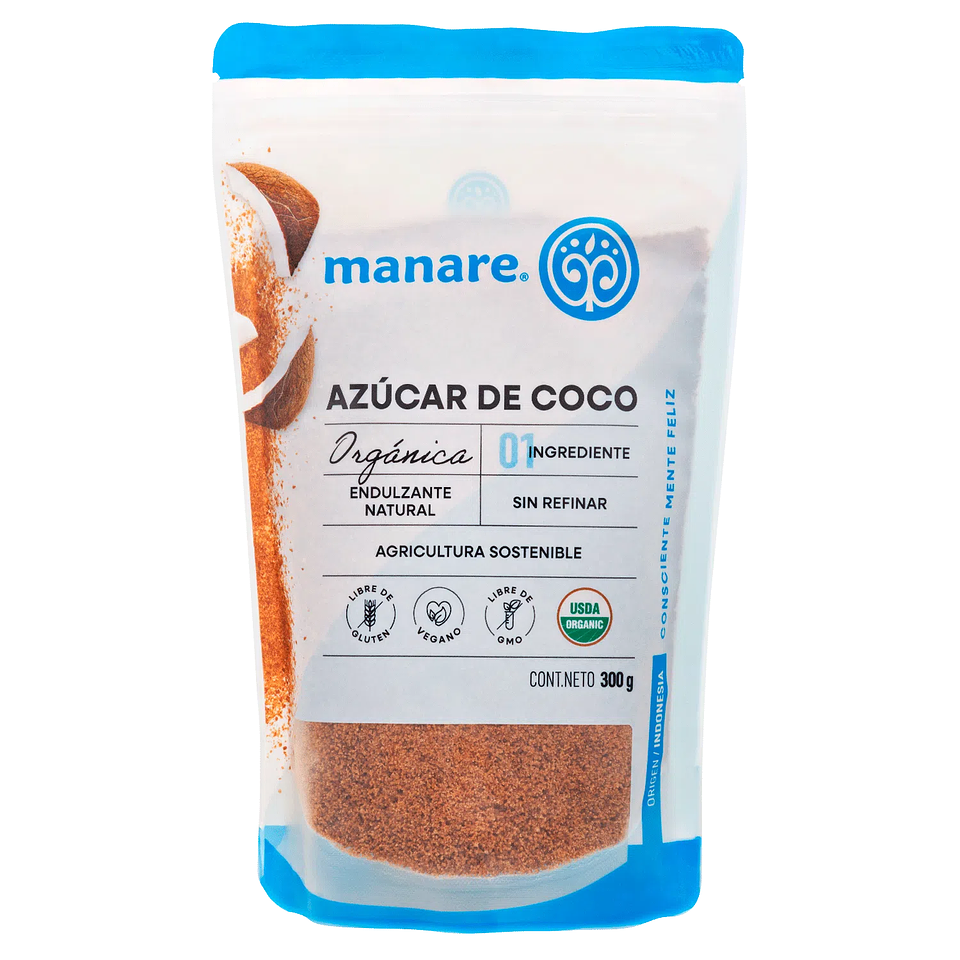 Azúcar de coco orgánica 300 g Manare 1
