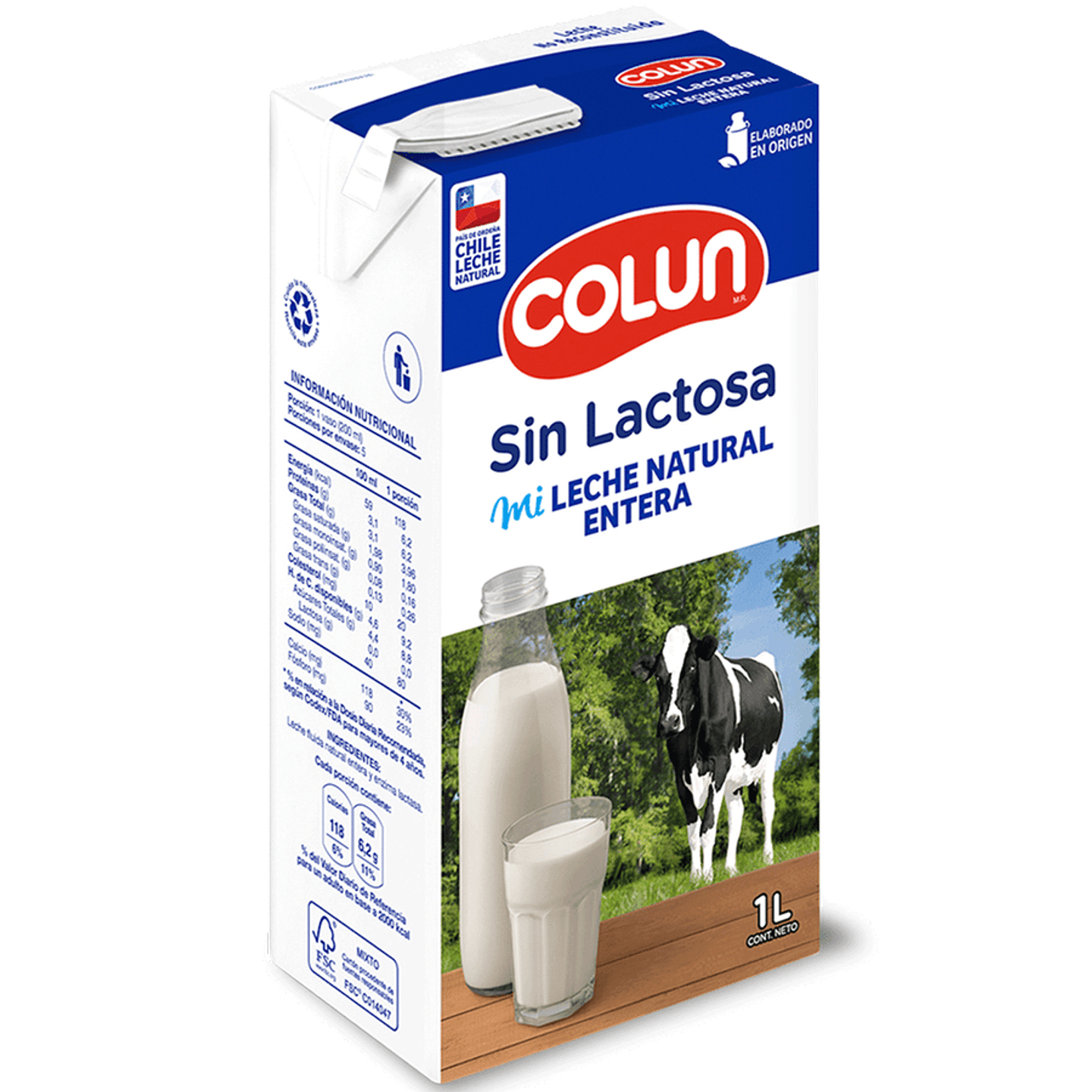 Leche Colun Entera Sin Lactosa 1 L 1