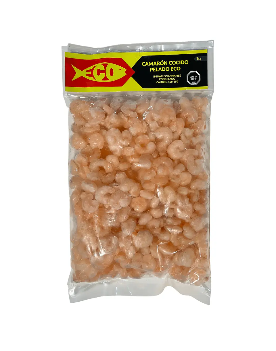 CAMARON COCIDO PELADO ECO 100-150 SEA GARDEN 1KG 1