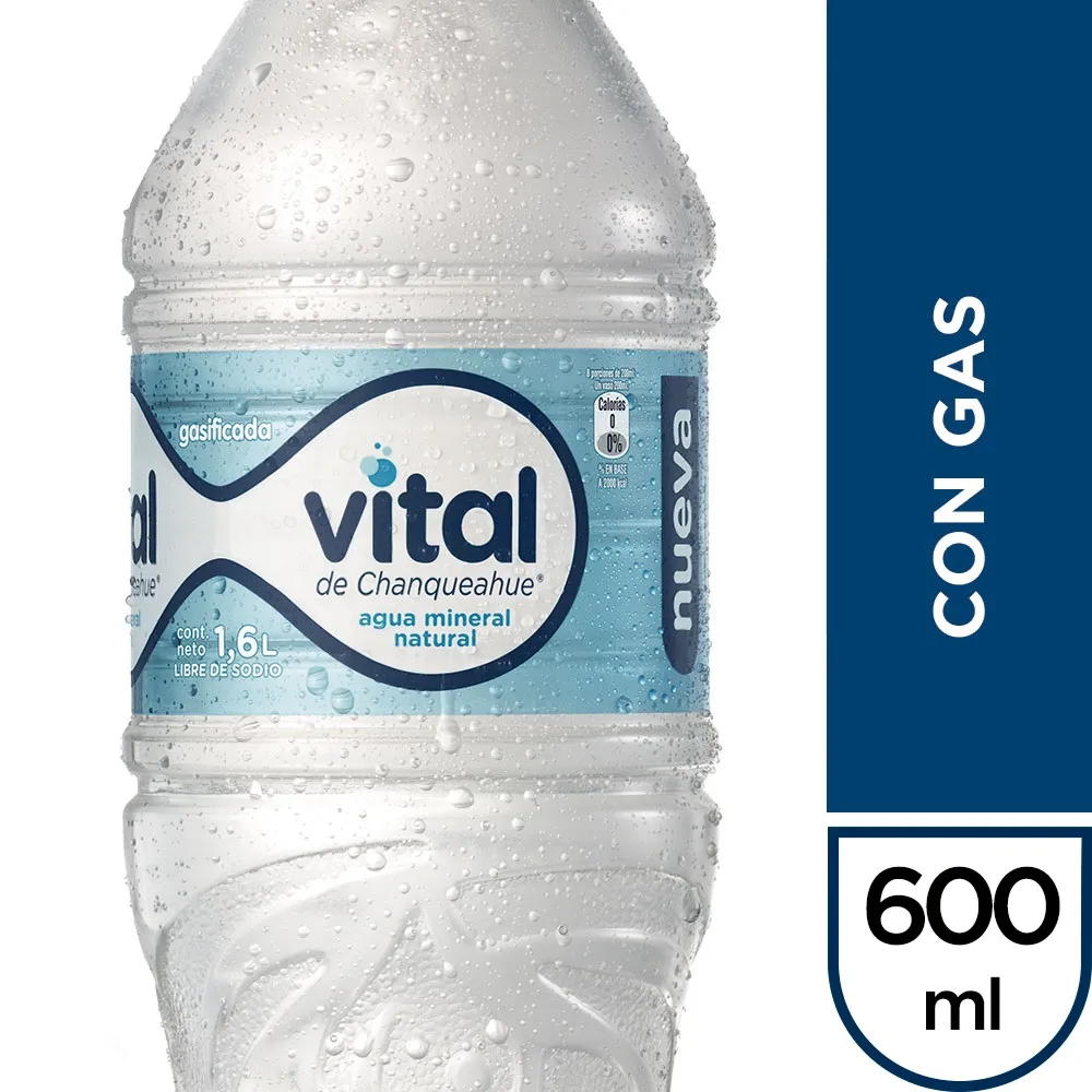 Agua mineral Vital con gas botella 600 ml