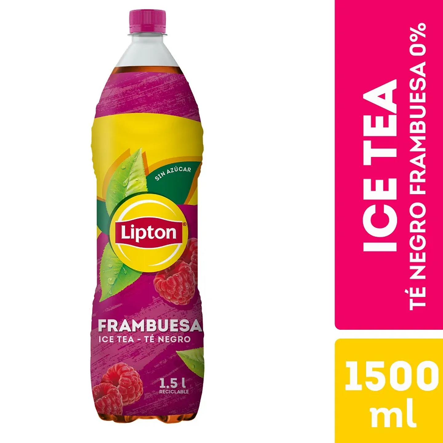 Té helado negro Lipton sabor frambuesa sin azúcar 1.5 L 1