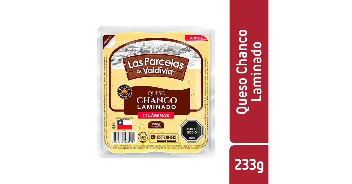 Queso Chanco Las Parcelas de Valdivia Envasado Laminado 233