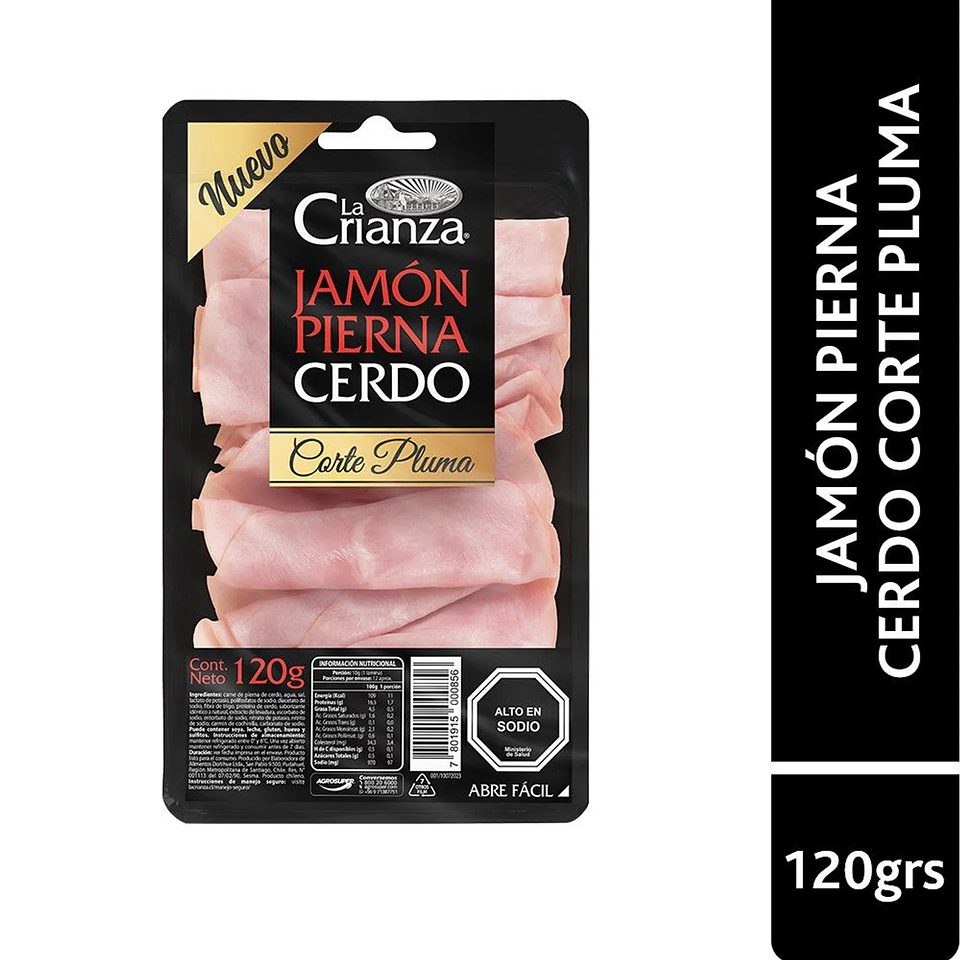 Jamón de Pierna Cerdo Corte Pluma La Crianza 120 g 1