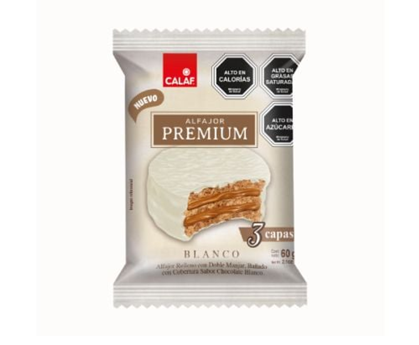 Alfajor Premium Blanco 60 gr Calaf 1
