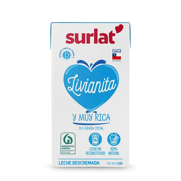 Leche descremada natural Surlat 1L 1