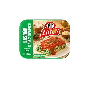 Lasaña Espinaca Champiñón Refrigerada, 350 g