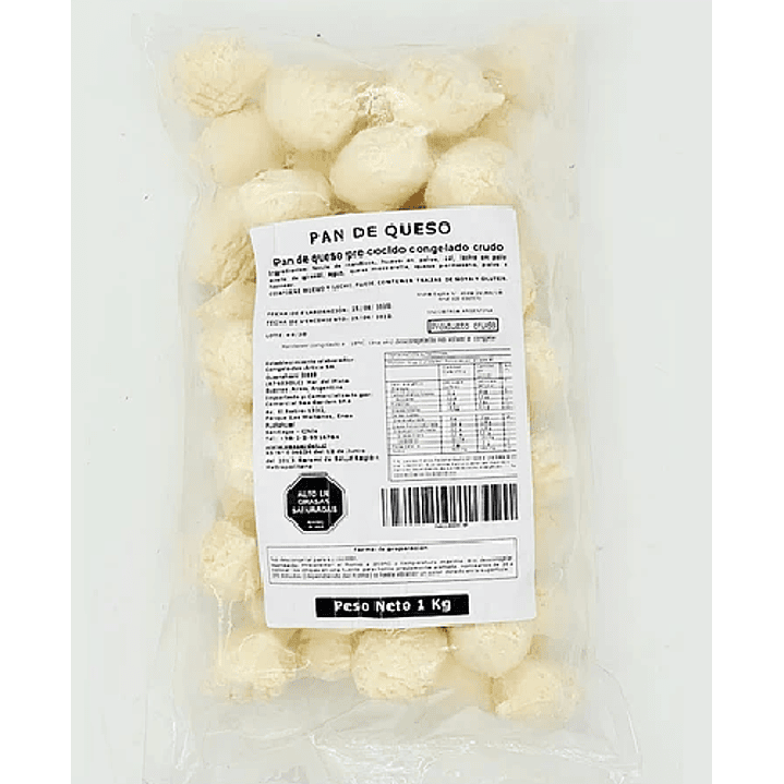Pan de Queso Pre-Cocido Congelado 1kg 1