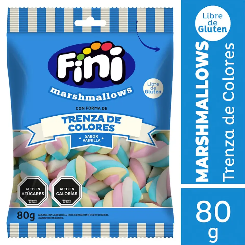Marshmallows fini trenza de colores 80g 1