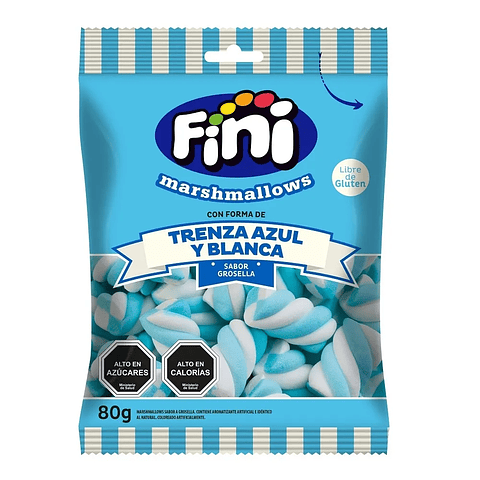 Marshmallows Fini trenza azul y blanca 80g