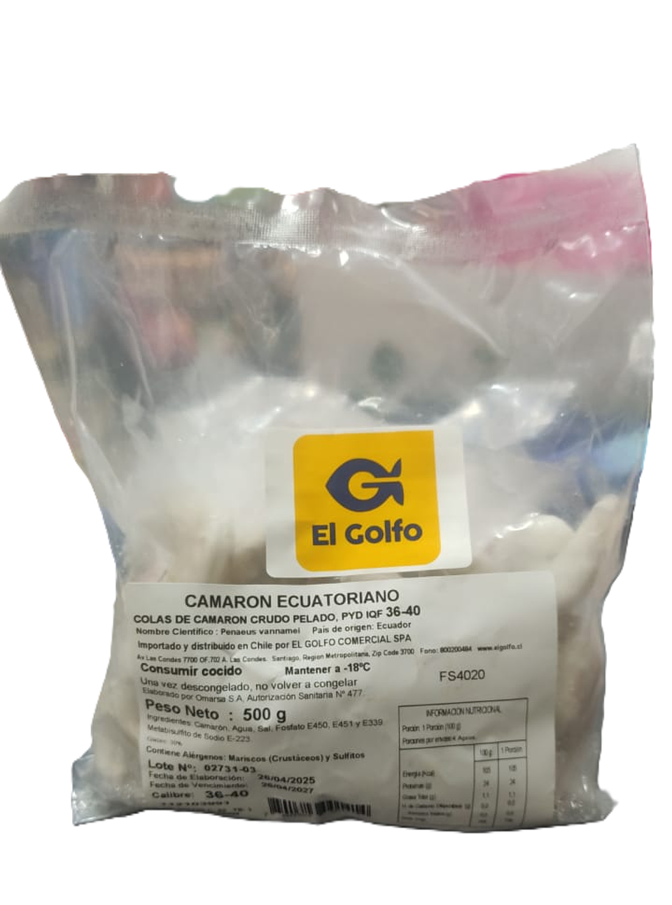 Camarón Ecuatoriano El Golfo 500g 36-40 1