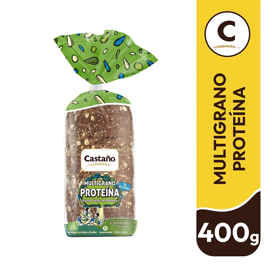 Pan de molde Castaño multigrano proteína 400g 1