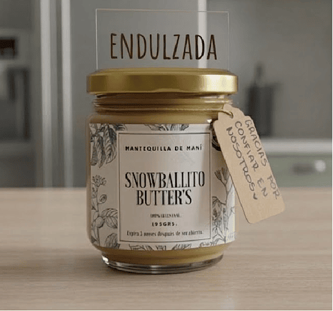 Mantequilla de maní Endulzada Snowballito Butter's 195g 