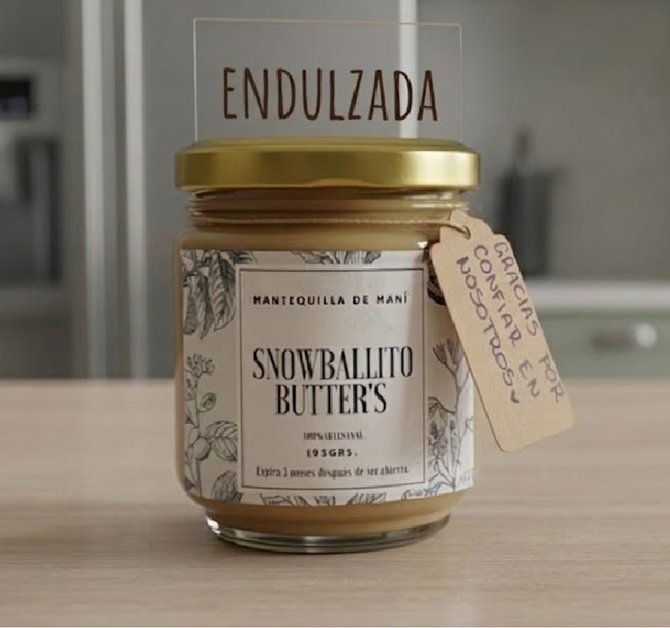 Mantequilla de maní Endulzada Snowballito Butter's 195g  1
