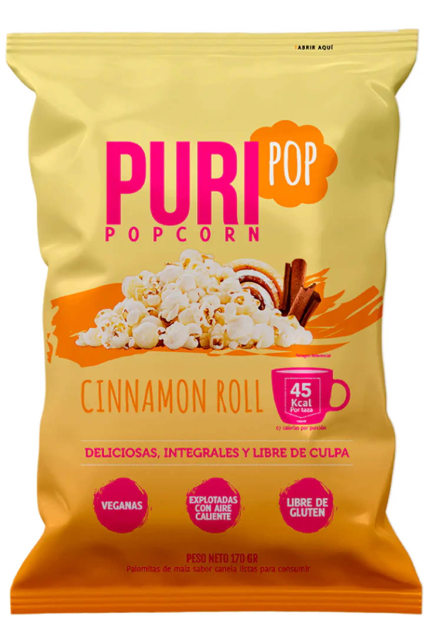 Puripop Popcorn Cinnamon Roll Colación 25gr. 1