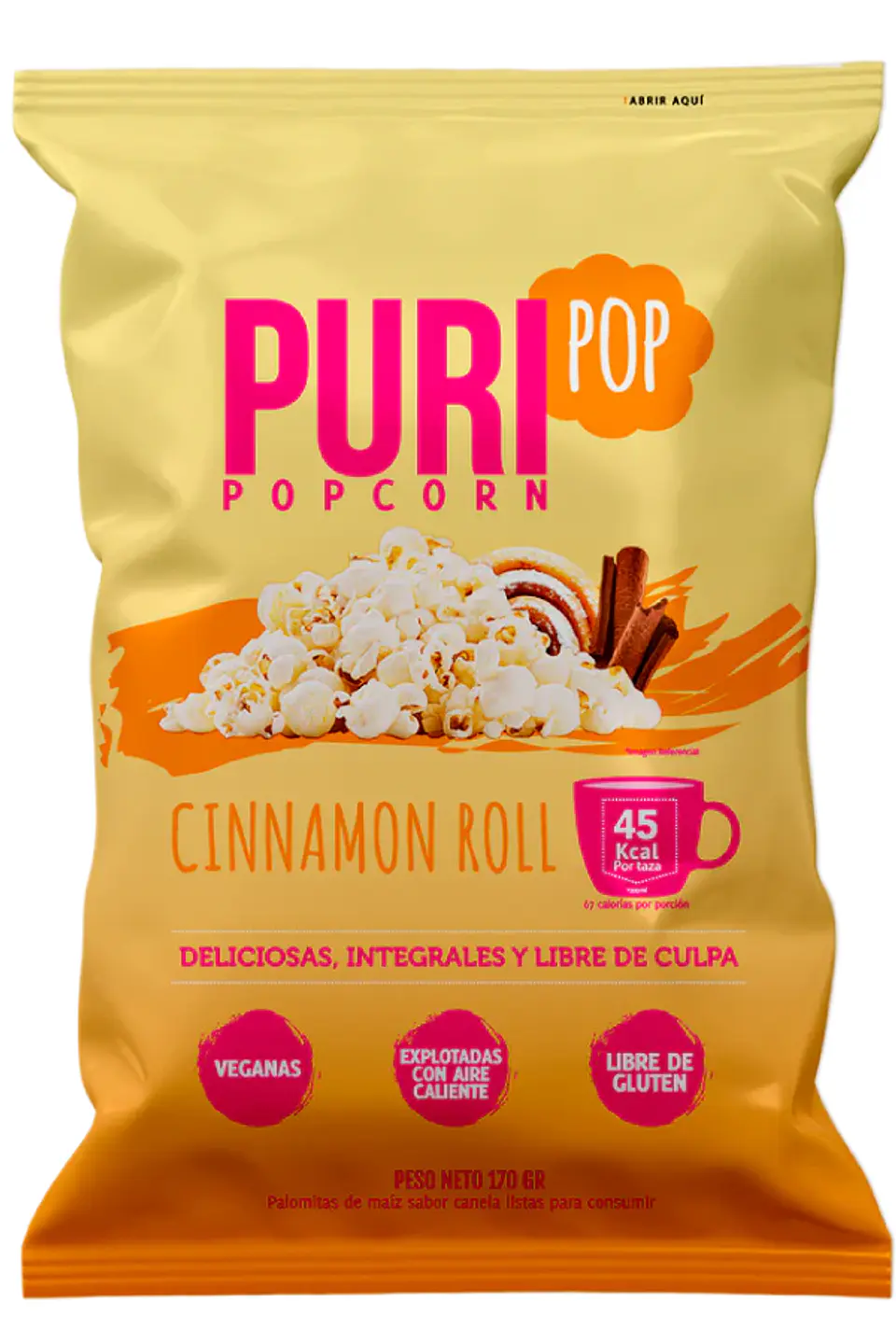Puripop Popcorn Cinnamon Roll Colación 25gr. 1