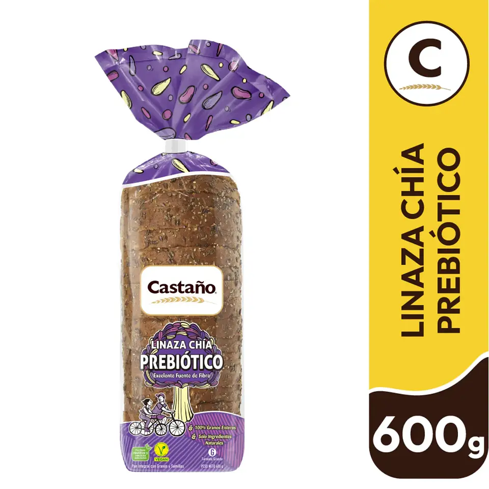 Pan de Molde Integral Prebiótico Linaza y Chía Castaño 600 g 1