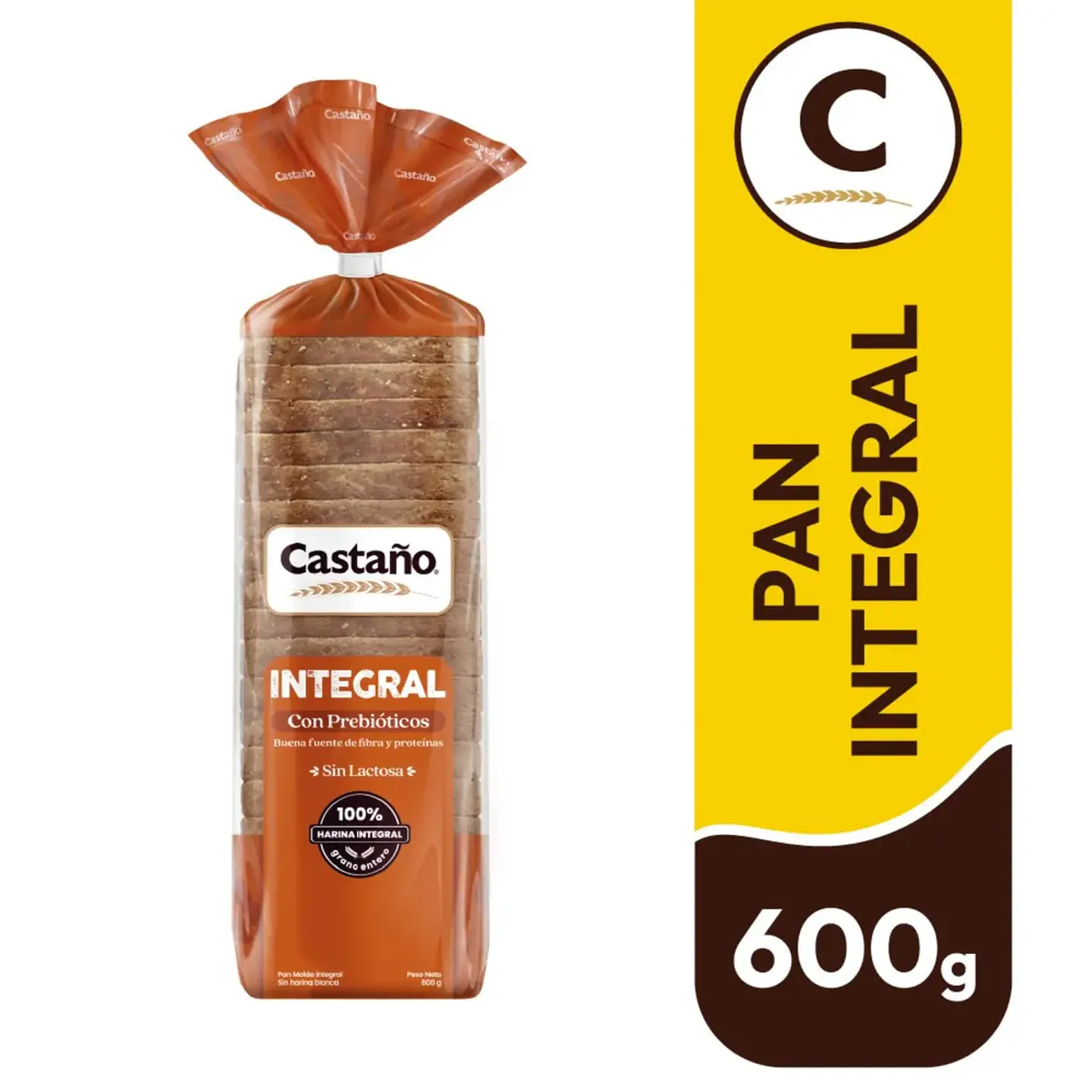 Pan de Molde Integral con Prebióticos Castaño 600 g 1