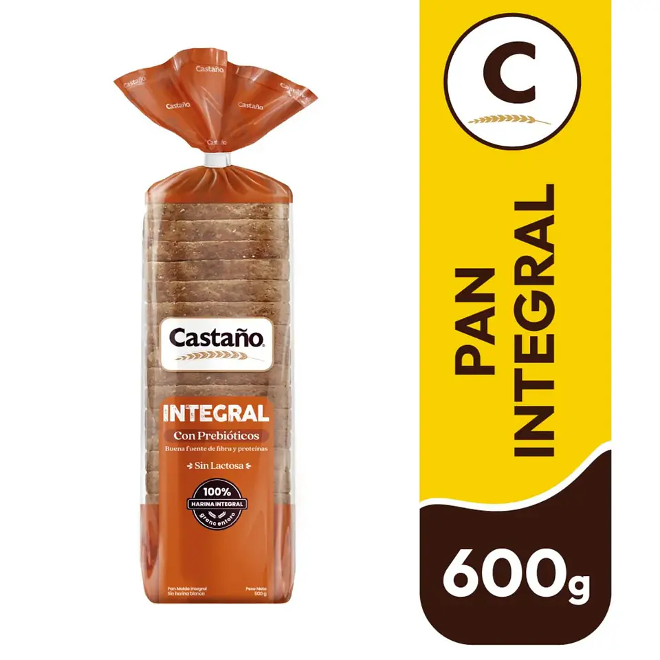 Pan de Molde Integral con Prebióticos Castaño 600 g 1