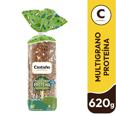 Pan de Molde Integral Multigrano Proteína Castaño 620 g