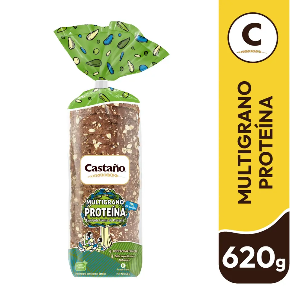 Pan de Molde Integral Multigrano Proteína Castaño 620 g 1