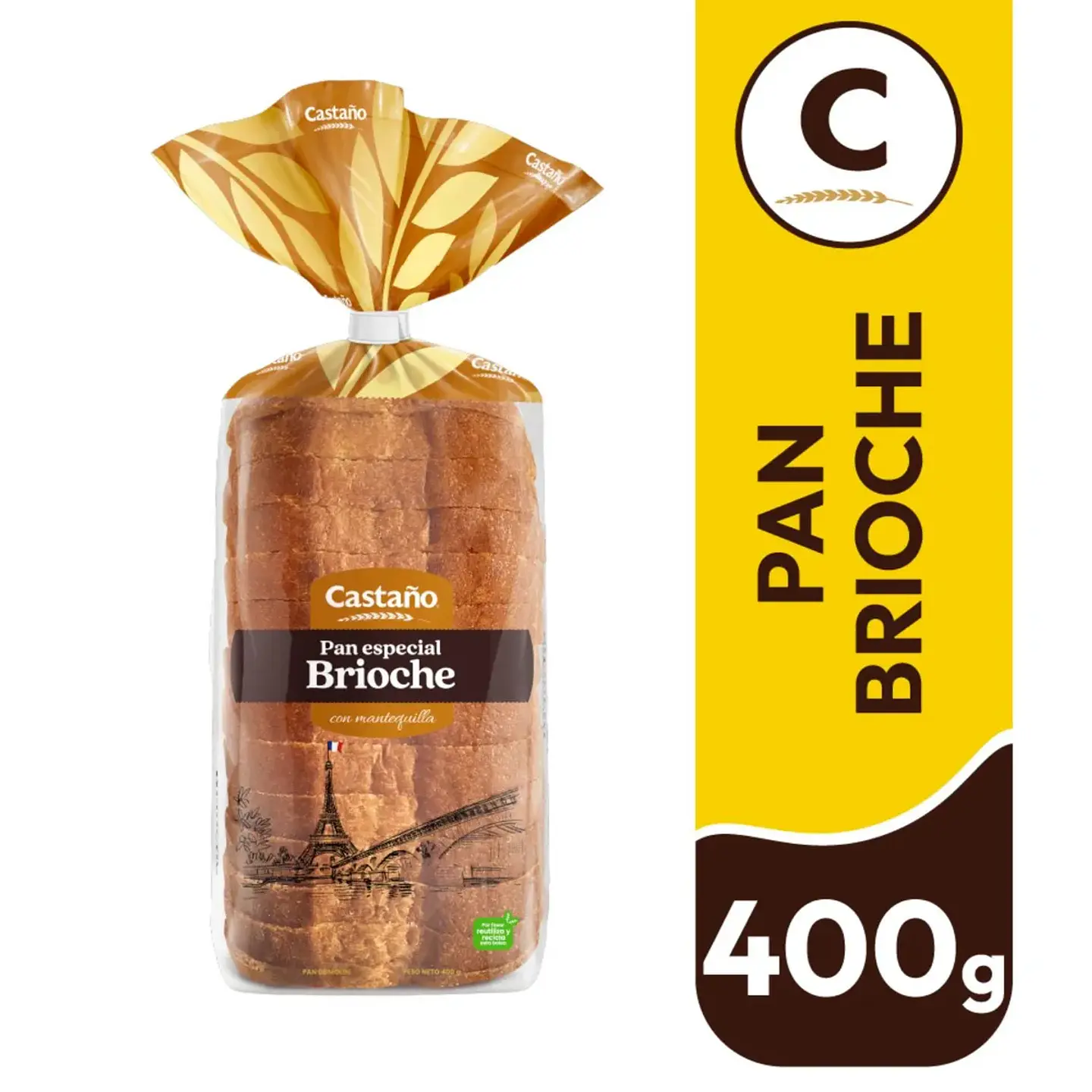 Pan de Molde Blanco Tipo Brioche Castaño 400 g 1