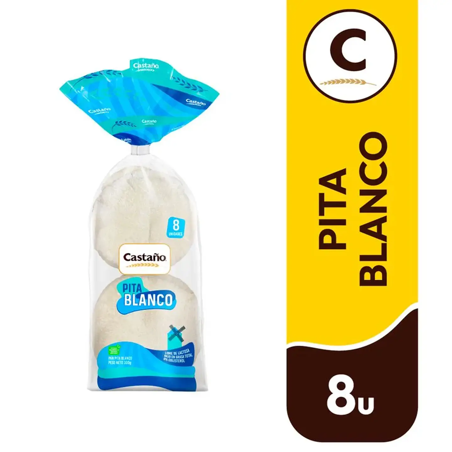 Pan Pita Castaño Blanco 300 g 8 un 1