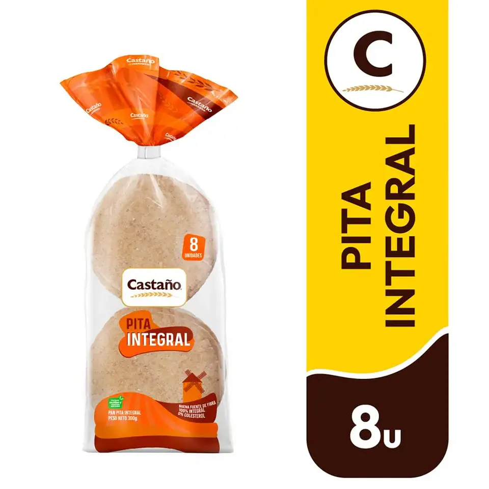 Pan Pita Castaño Integral 300 g 8 un. 1