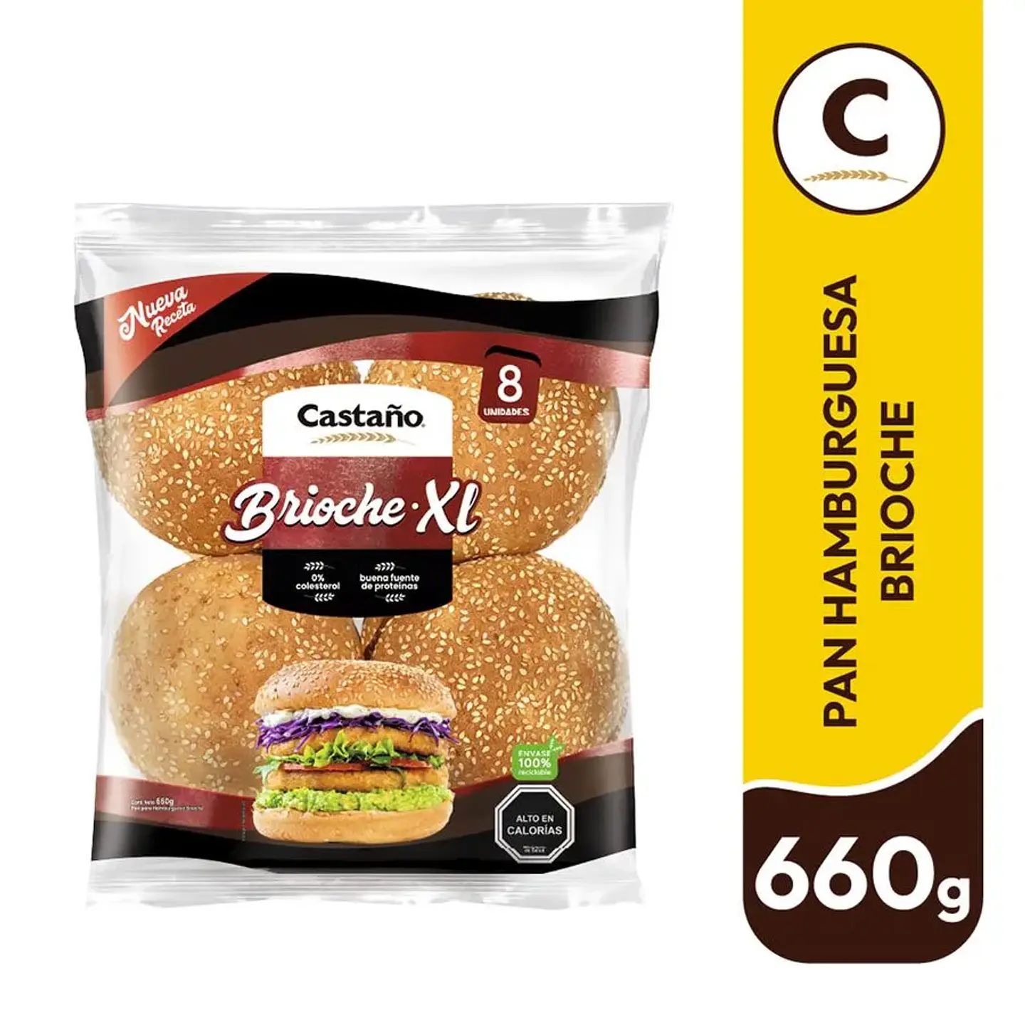 Pan de Hamburguesa Castaño Brioche XL 660 g 8 un. 1