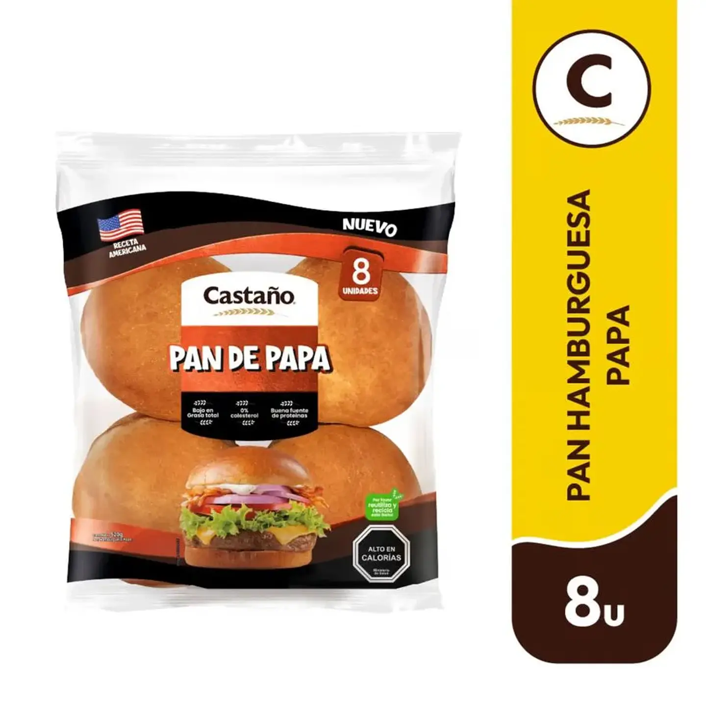 Pan de Papa Castaño Hamburguesa 520 g 8 un. 1