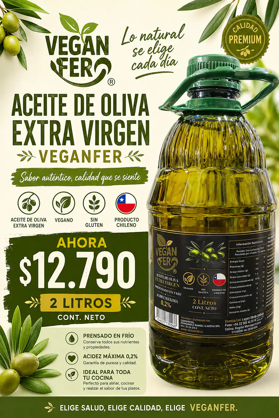 ACEITE DE OLIVA PREMIUM BLEND 2L - VEGAN FER 1