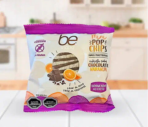 Mini Pop Chips Chocolate Naranja, 25 g