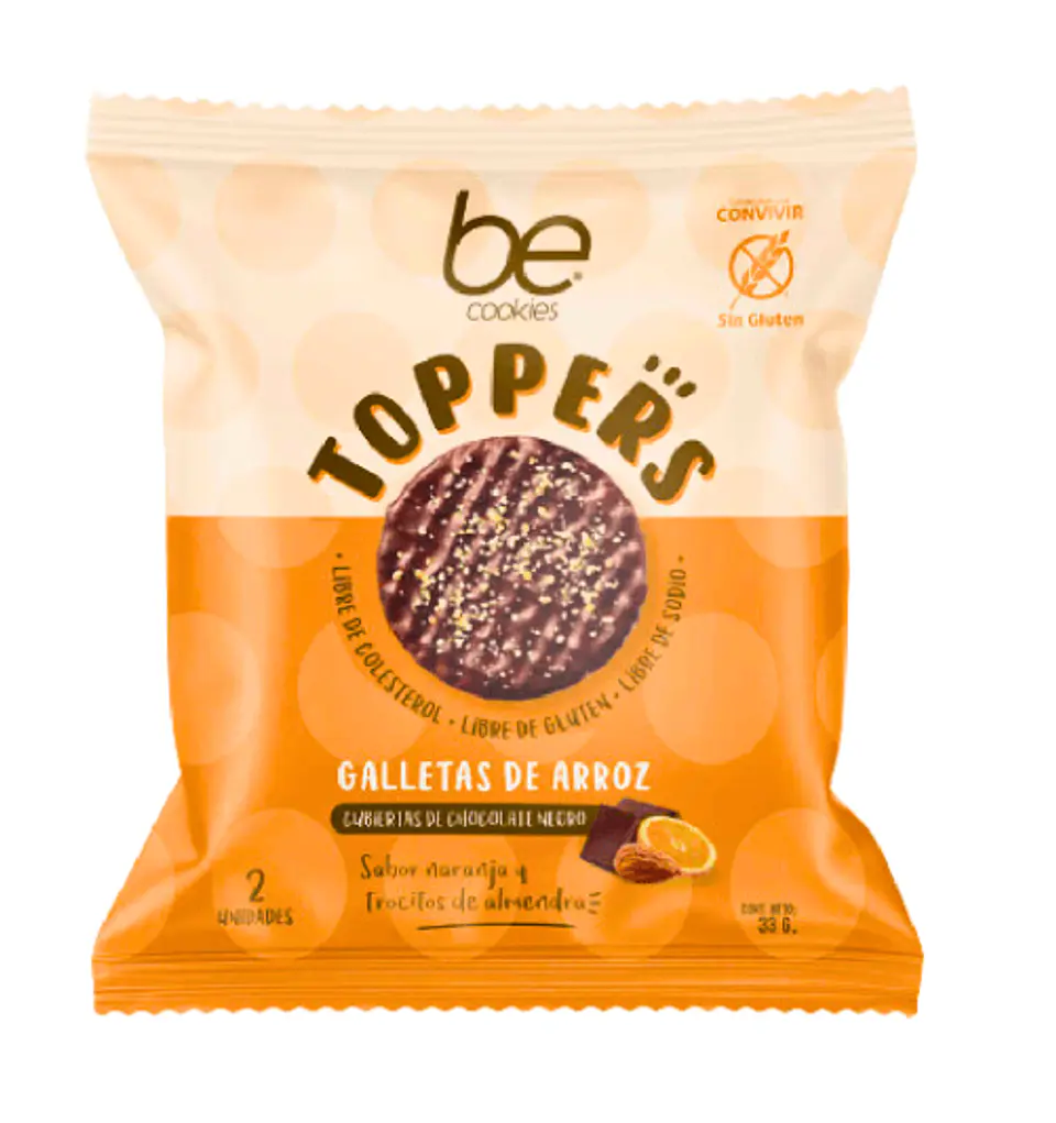 Toppers chocolate naranja y trozos de almendra 33g Be Cookies 1
