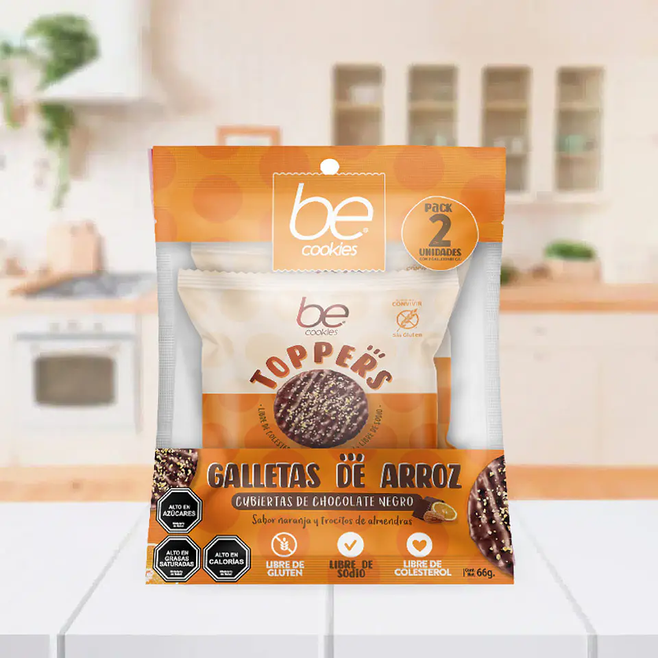 PACK 2 Toppers chocolate naranja y trozos de almendra 2 x 33g - Be Cookies 1